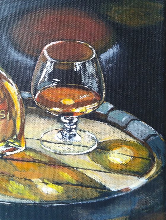 A man's still life with cognac