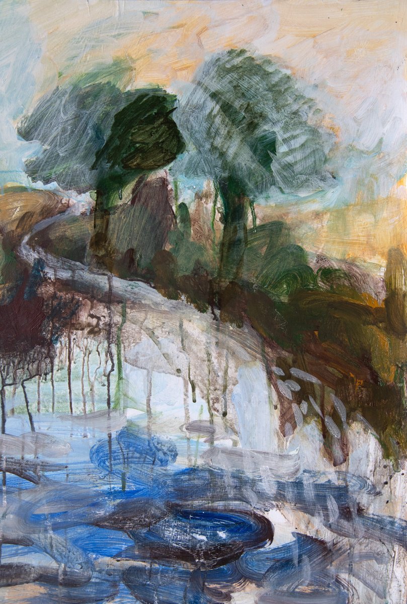  Rain Pond By Elizabeth Anne Fox, 15 X 23, Artwork For Sale On Artfinder