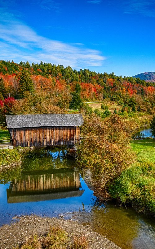Martin Covered Bridge, Vermont, 43 x 29 by Francois de Melogue