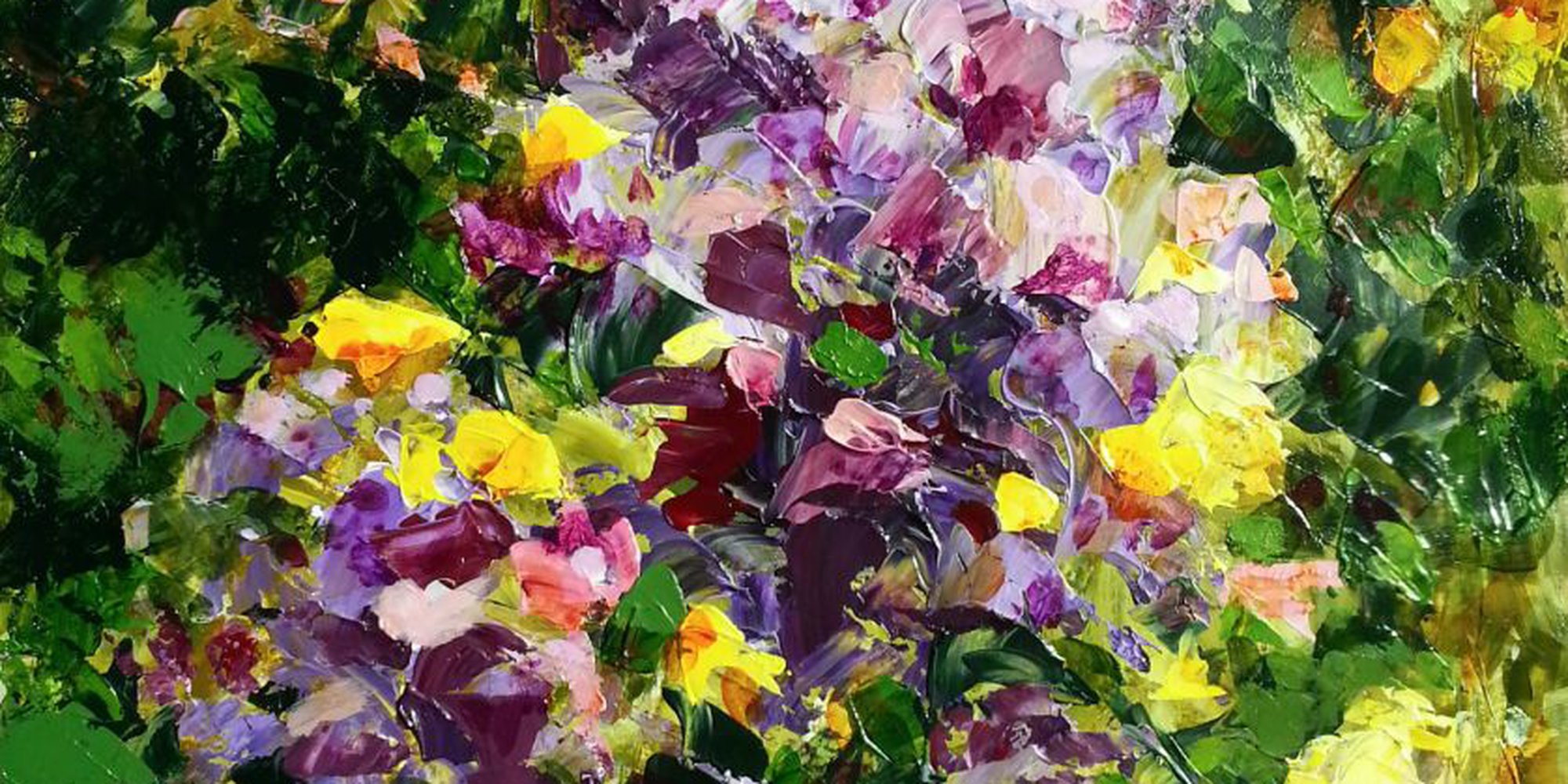 Art of the Day: "Flowers in the garden - knife painting - acrylic on paper, 2017" by Fabienne Monestier