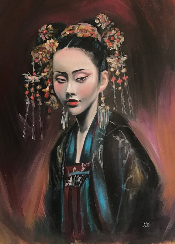 'Hanfu girl portrait'