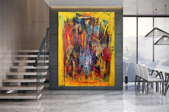 EXTRA LARGE  ABSTRACT PAINTING " Chopin- Spring Waltz"