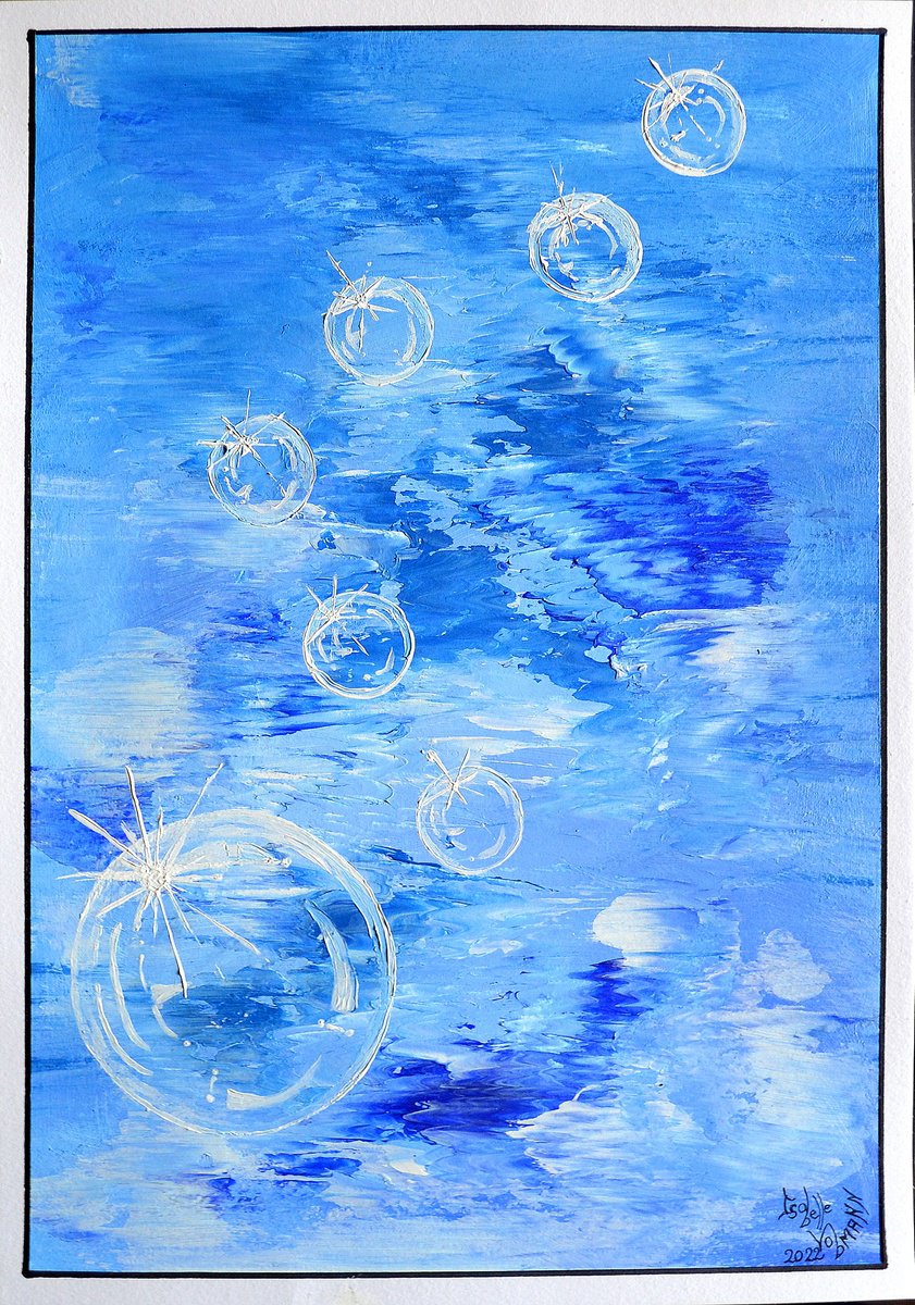 Abstract Acrylic Painting By Isabelle Vobmann, 12 X 17, Les Bulles De Fantaisie, Original Artwork