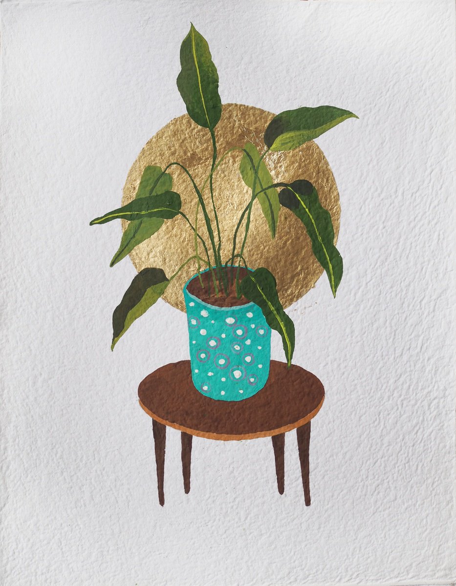 Illustrative Botanical Painting By Delnara El, 12 X 15, Plants Lover
