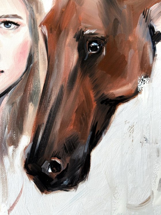 Woman with brown horse