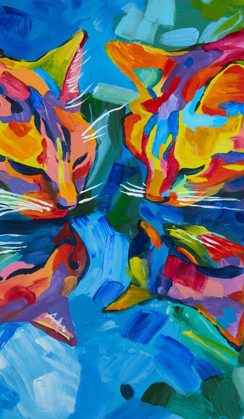 Thirsty cats by Kosta Morr