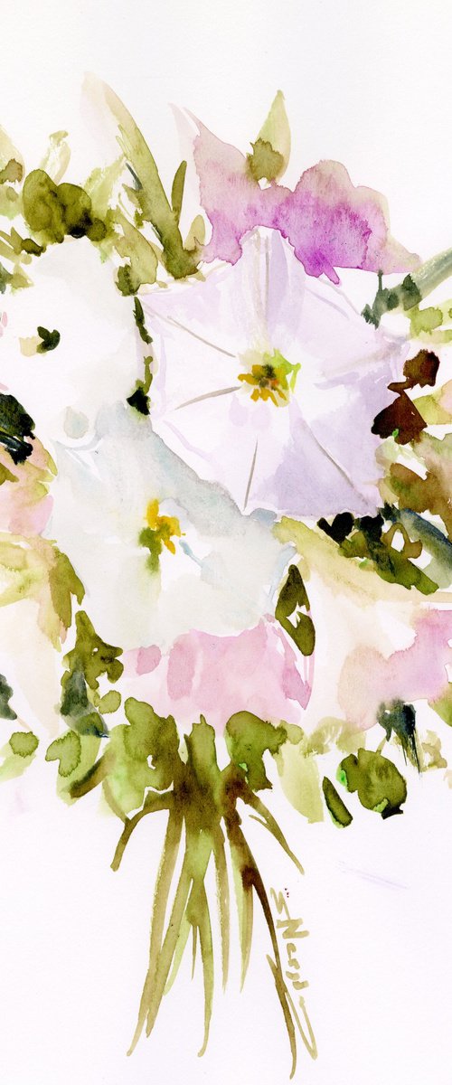 Petunia, white Flowers by Suren Nersisyan