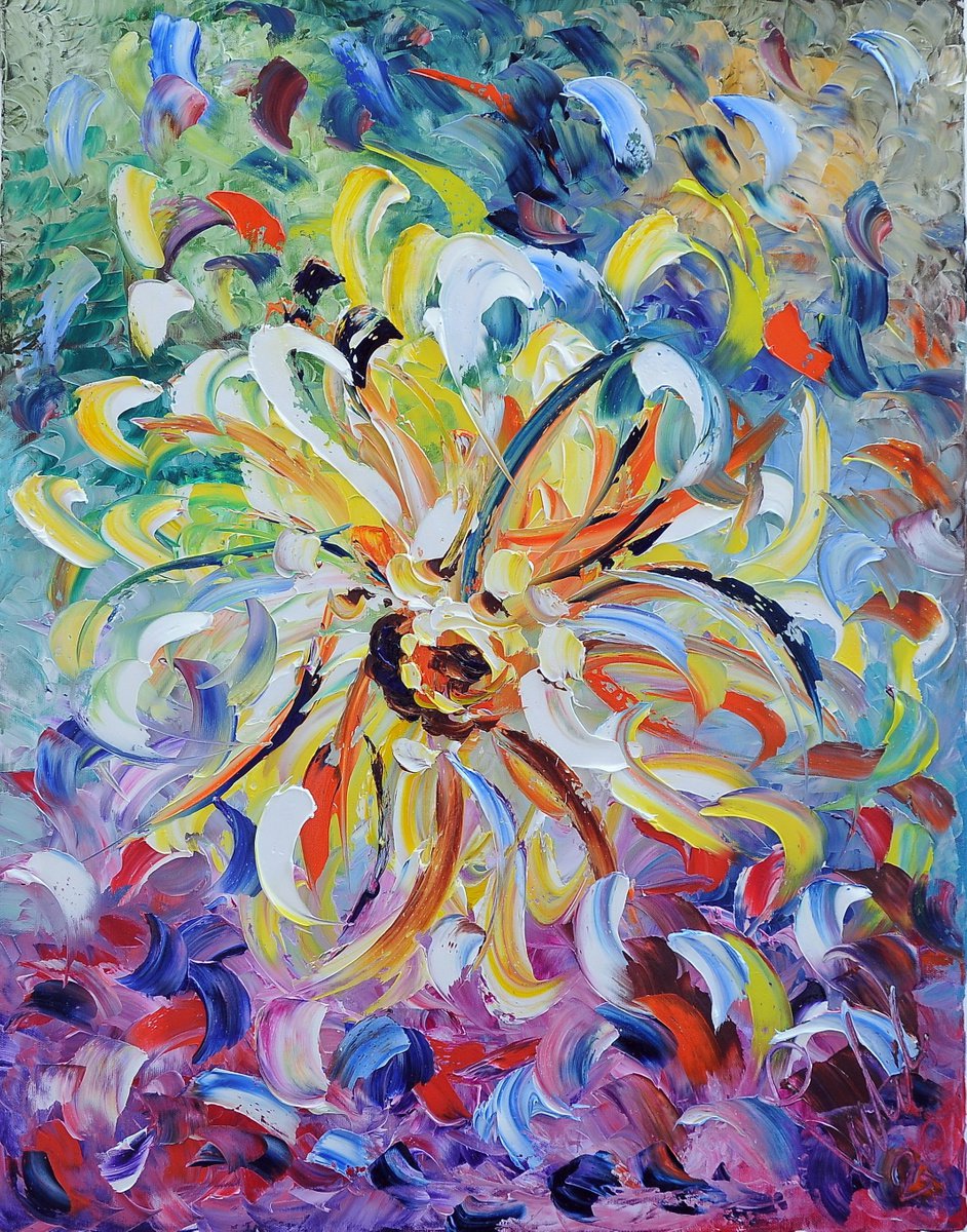 Impressionistic Abstract Oil Painting By Antonino Puliafico, 35 X 24, Margherita, Original Artwork