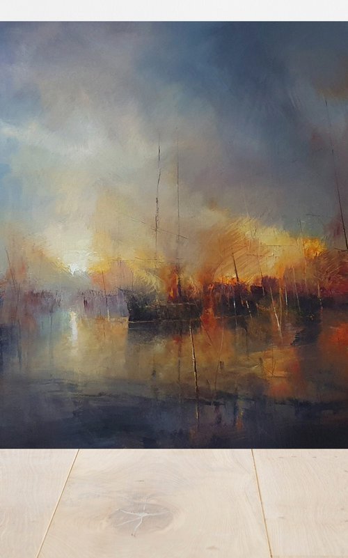 " Harbor of destroyed dreams - Morning After .... " W 125 x H 100 cm by Ivan  Grozdanovski