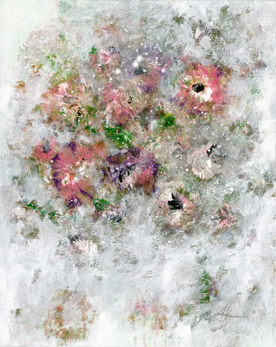 Cottage Chic Blooms 2 - Floral Painting by Kathy Morton Stanion