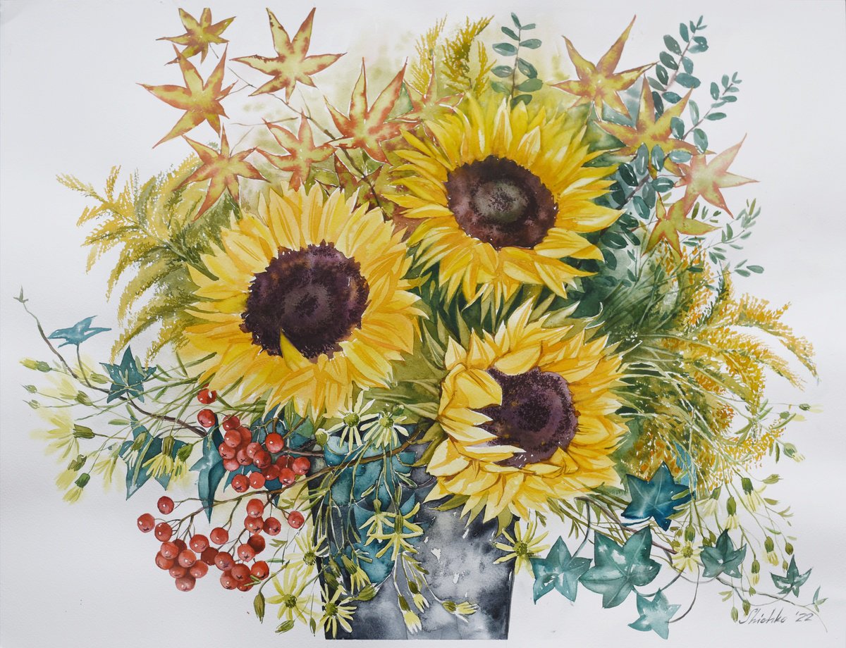 Bouquet with sunflowers by Elena Shichko