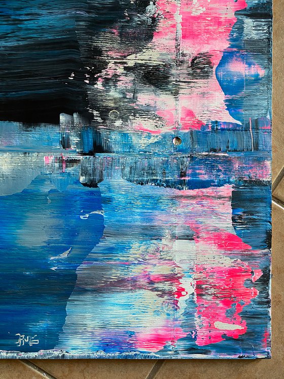 "To Trauma, With Love" - FREE USA SHIPPING - Original PMS Abstract Acrylic Painting On Reclaimed Wood - 48" x 20"