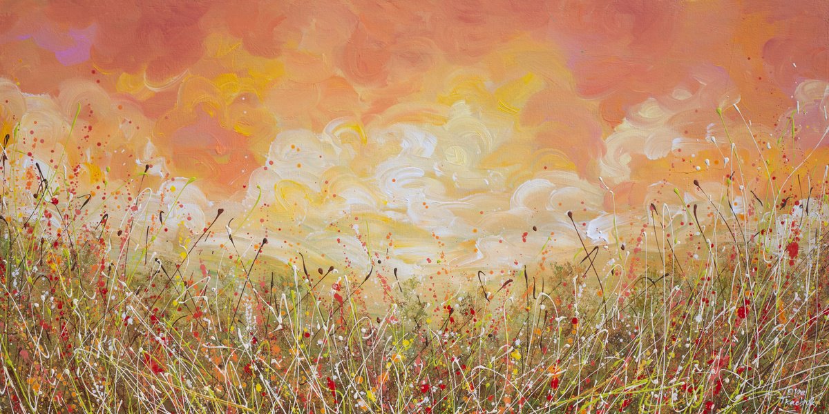  Sunset Clouds - Colorful Landscape Painting By Olga Tkachyk, 48 X 24, Artwork For Sale On Artfinder