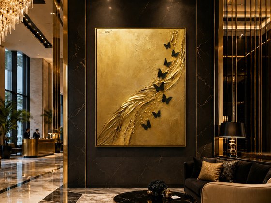 Gold Abstract Butterfly in Reverie