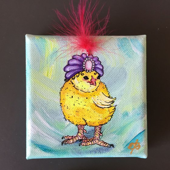 Chick with a turban hat