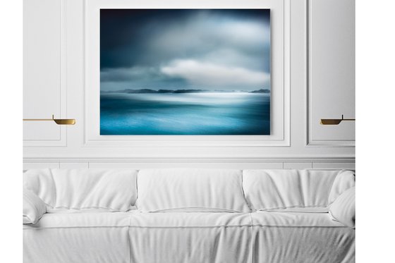 Teal and White Abstract Seascape - Let it rain another day....