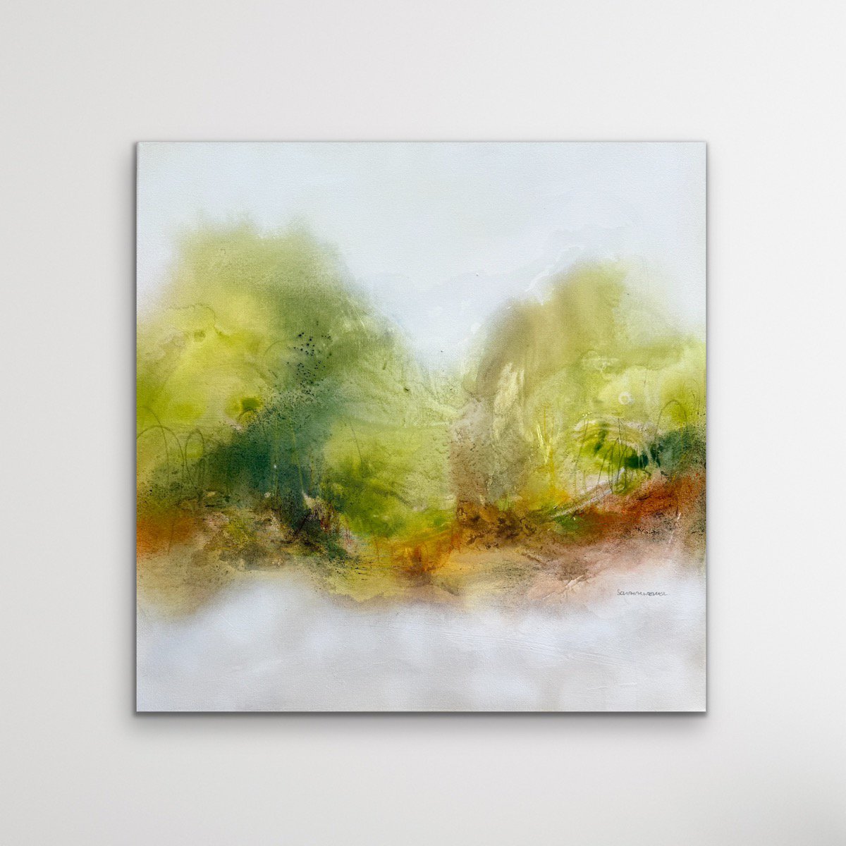 Expressive Landscape Acrylic Painting By Kirsten Schankweiler, 31 X 31", Dancing In The Country No. 4, Original Artwork