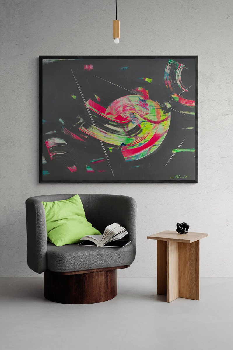 Abstract Acrylic Painting By Yaroslav Yasenev, 39 X 31", Pink Rain, Original Artwork