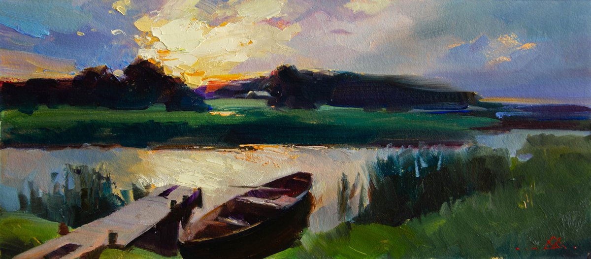 An Evening On A Farm. Study By Valentin, 16 X 7, Artwork For Sale On Artfinder