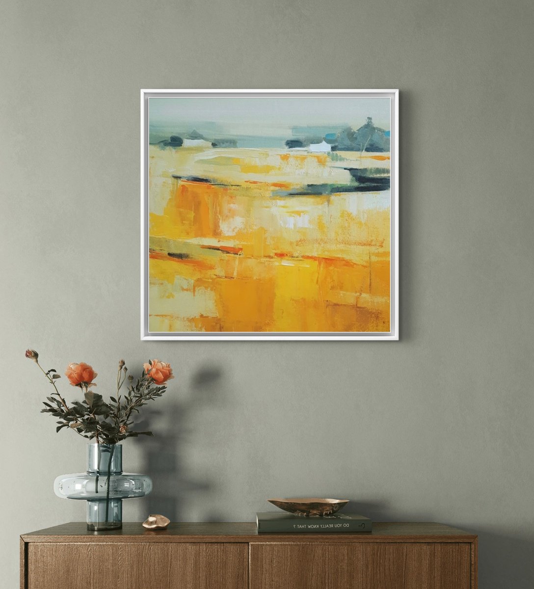 Impressionistic Landscape Acrylic Painting By Athaang Art, 17 X 17, Sun-Drenched Field, Original Artwork