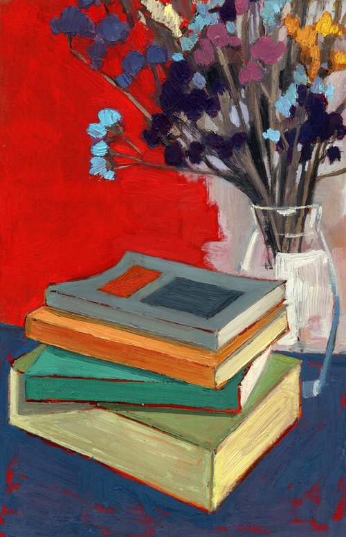 Books and flowers by Georgina McIntyre Malou