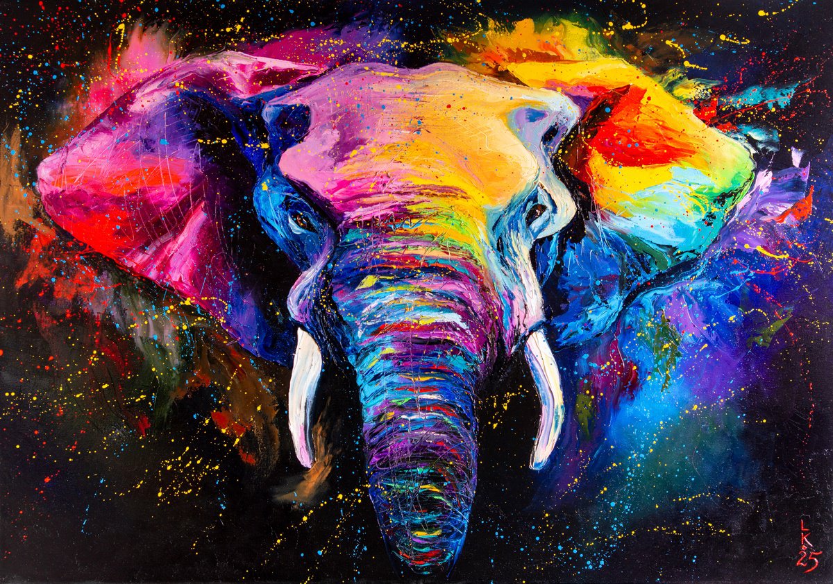 Expressive Animal Oil Painting By Liubov Kuptsova, 39 X 28", Savannah Spirit, Original Artwork