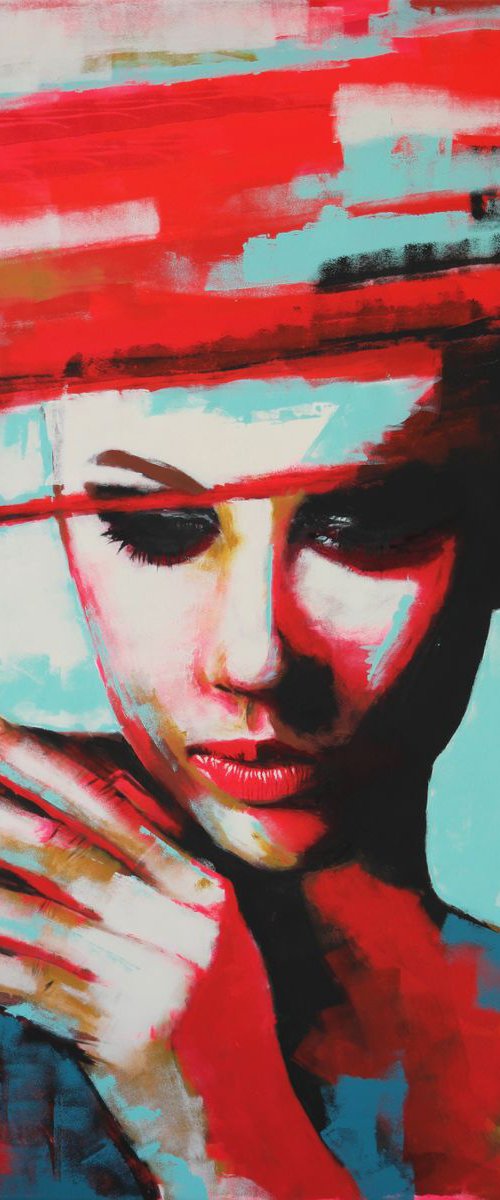 Original Portrait - "Red" (100x150 cm) by ROCO Studio