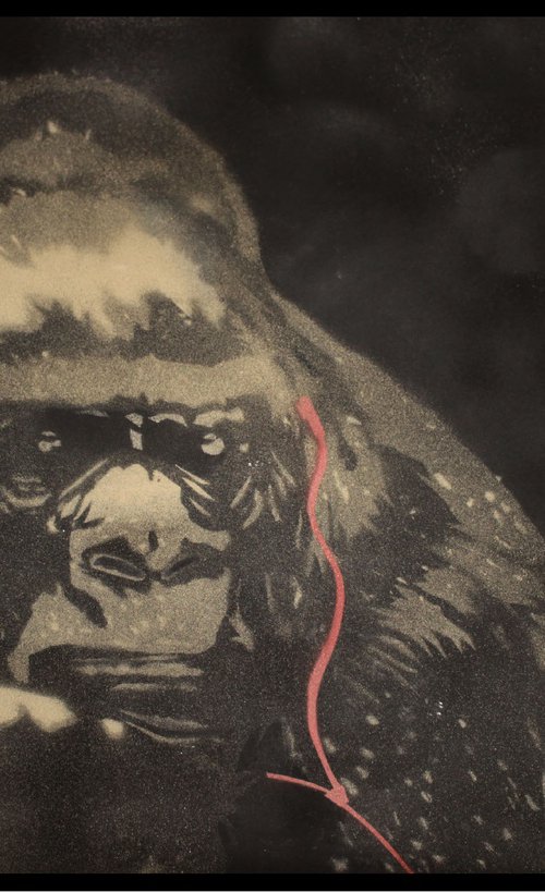 Gorilla in the groove (Red) (on plain paper). by Juan Sly