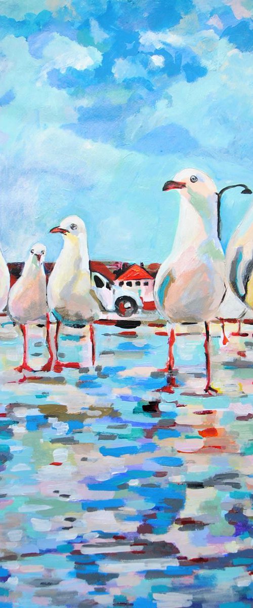 Seagulls / 70 X 70 cm by Alexandra Djokic