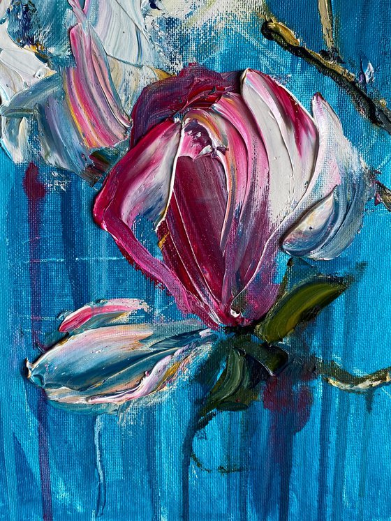 Magnolia on Turquoise