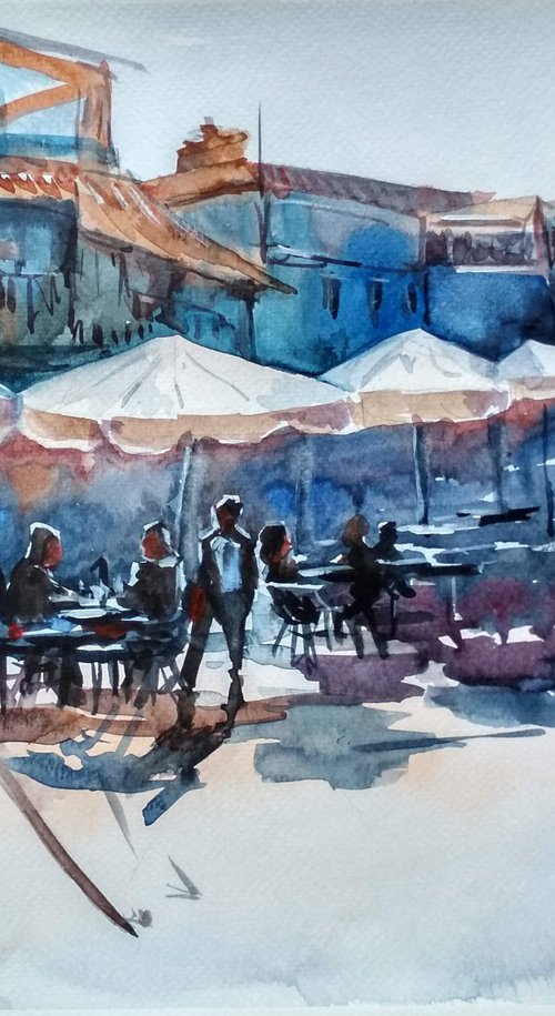 Cafe, City, Sunny day by Ann Krasikova