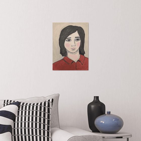 Portrait in Red Shirt-16x12 in