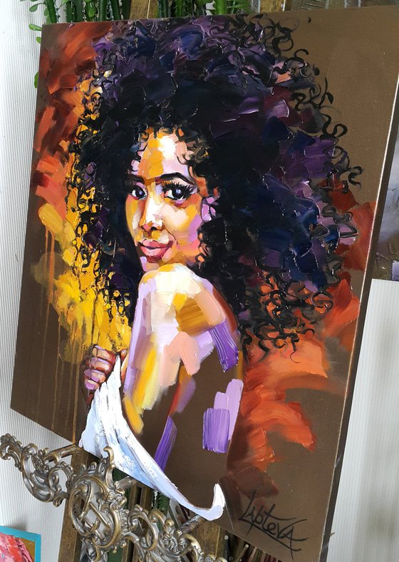 Painting portrait of a black girl - Fun