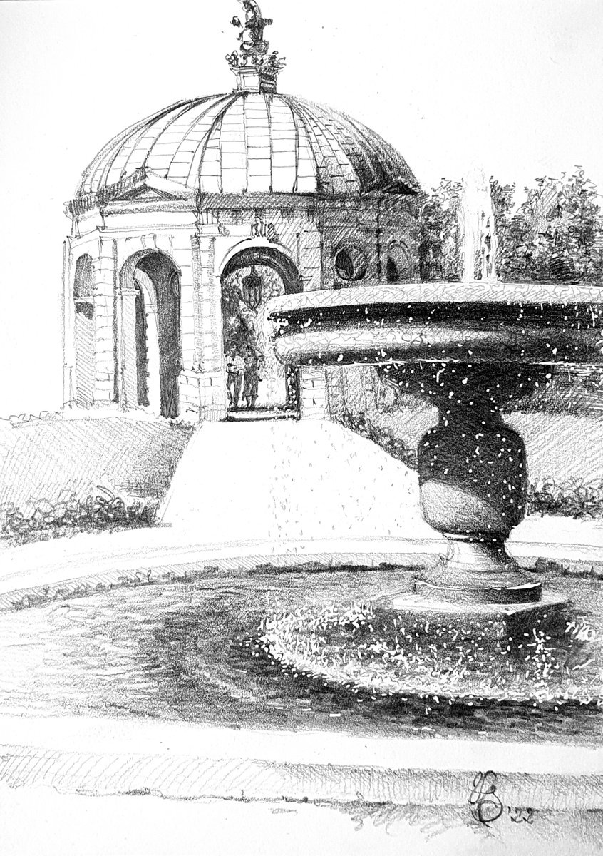 Photorealistic Cityscapes Pencil Drawing By Sonata Art, 10 X 12", Sunny Munich Cityscape, Original Artwork