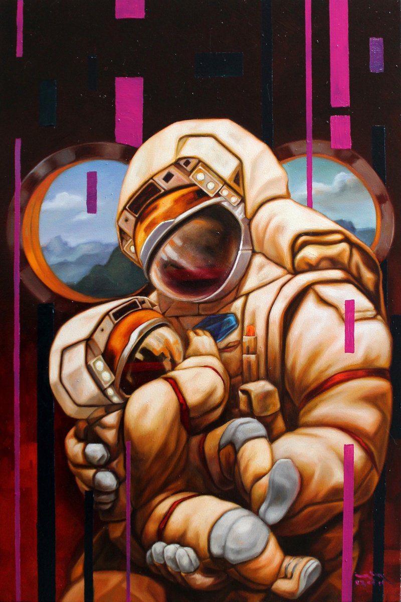 Surrealistic Portrait Oil Painting By Ivan Gejko, 16 X 24, The Wine, Original Artwork