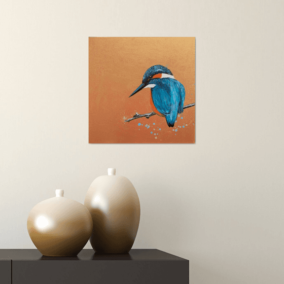Patience ~ Kingfisher on Gold