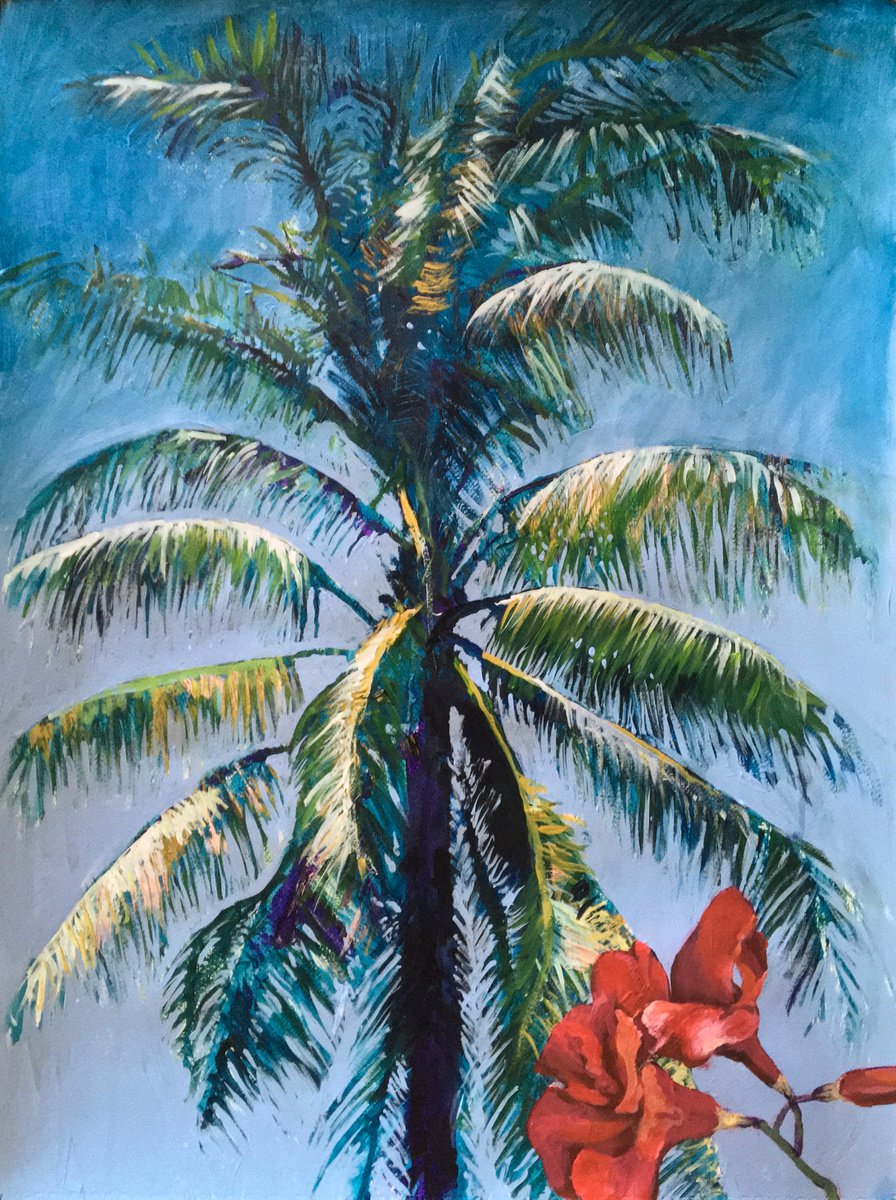Palm and mandevilla by John Cottee