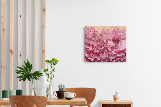 Pink and burgundy blooming landscape