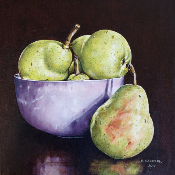A bowl of Pears, Framed