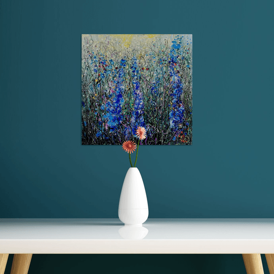 Delphiniums - Original Painting   by Olena Art