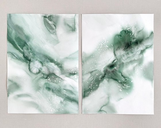 Green abstract set of 2
