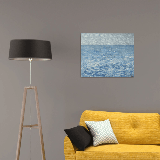 BLUE MAJESTY. PALETTE KNIFE SEASCAPE IN BLUE.