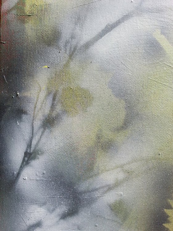 "Abstract foliages n°4" - Floral abstract spray-paint and acrylic