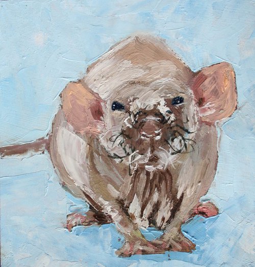 Rat / FROM THE ANIMAL PORTRAITS SERIES / ORIGINAL OIL PAINTING by Salana Art Gallery