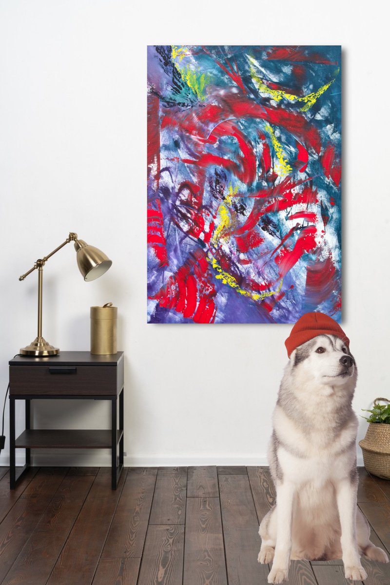 Expressive Abstract Acrylic Painting By Davide De Palma, 28 X 39, Reversing Time Ii, Original Artwork