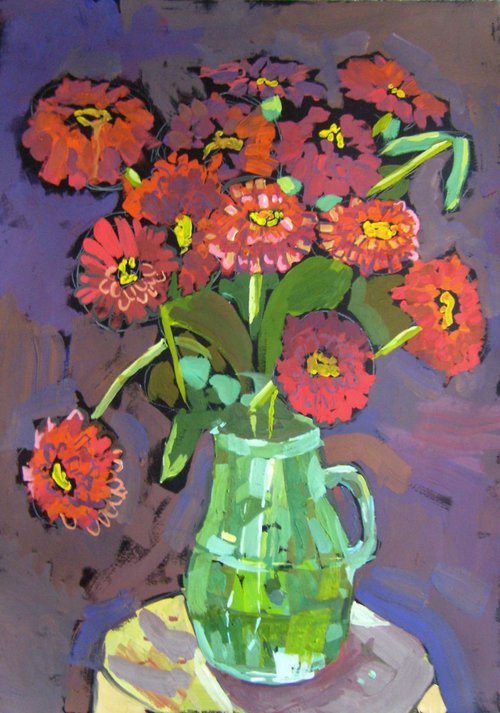 Red bouquet, 50x70 cm by Nastasia Chertkova