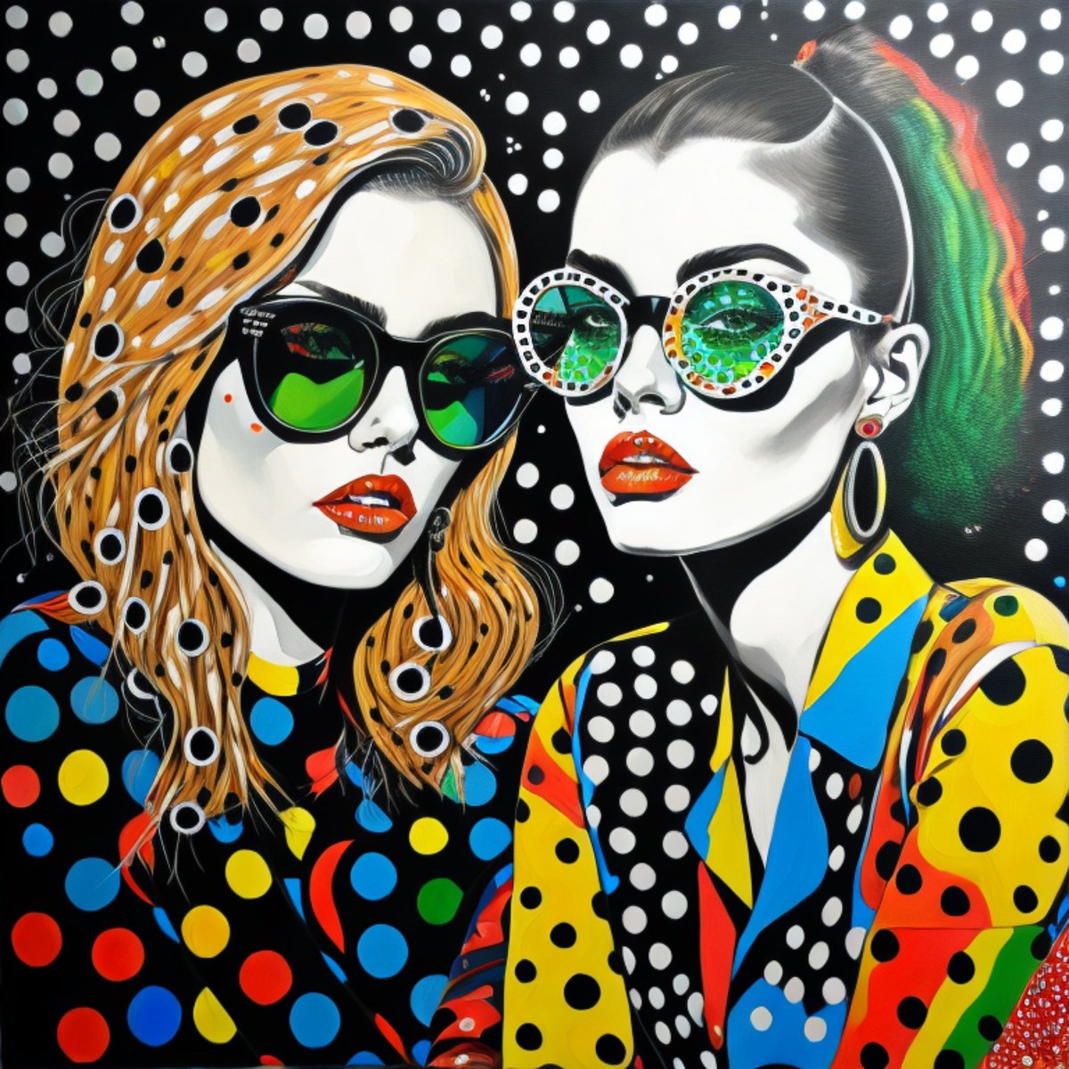 Urban And Pop Portrait Acrylic Painting By Sanja Jancic, 36 X 36", Xl Women