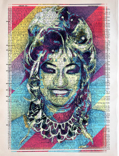 Celia Cruz - The Queen of Latin Music - Collage Art on Large Real English Dictionary Vintage Book Page by Jakub DK - JAKUB D KRZEWNIAK