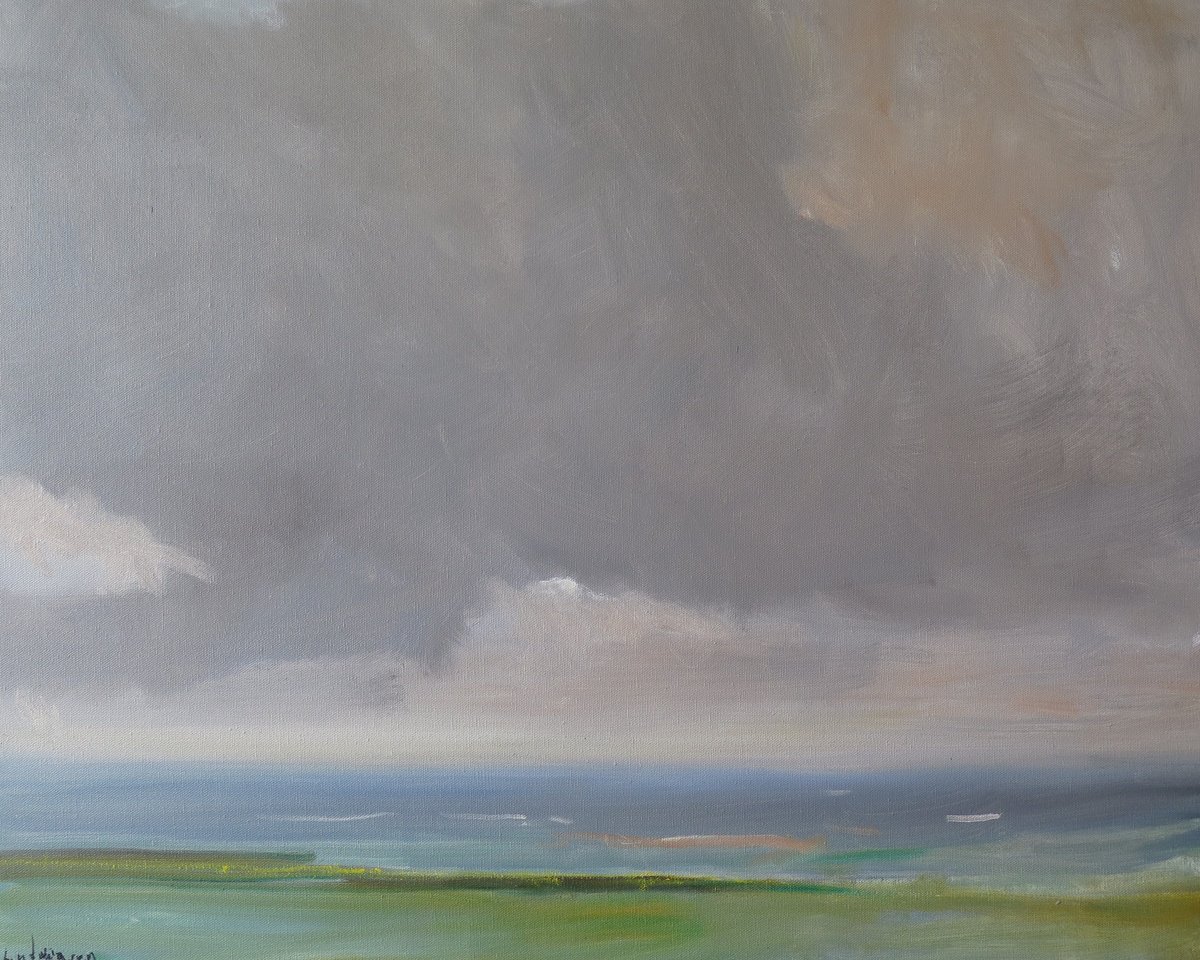 Impressionistic Landscape Oil Painting By Malcolm Ludvigsen, 31 X 25", Yorkshire Wolds, April 25, Original Artwork