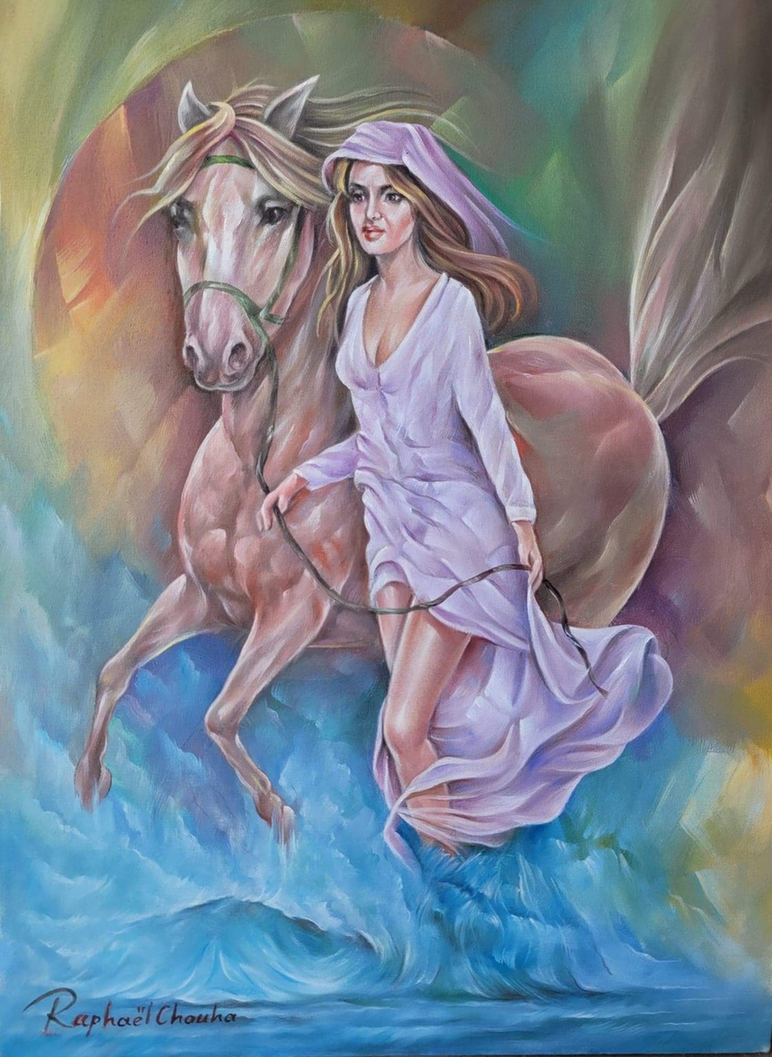 Oil painting-woman and horse hotsell